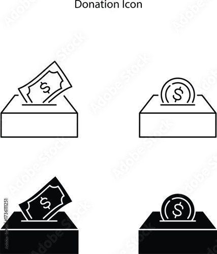 Icons of charity and donations in outline style. Vector Icons Set for Web and App Outline Editable Stroke.
