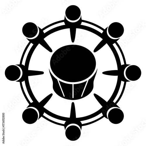 Drum Circles Spirit a simple vector clean black silhouette design white background