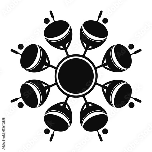 Drum Circles Spirit a simple vector clean black silhouette design white background
