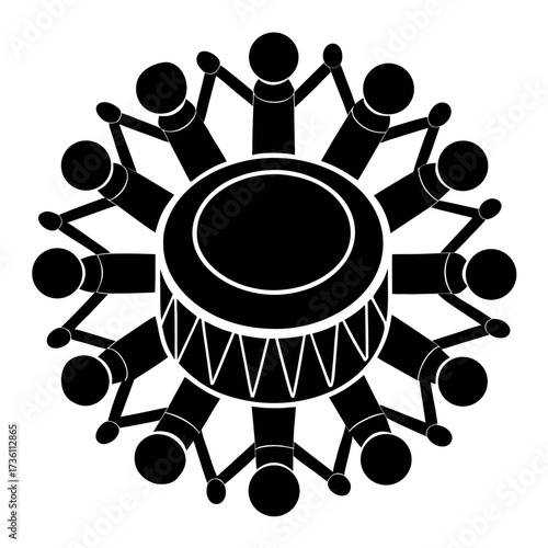 Drum Circles Spirit a simple vector clean black silhouette design white background