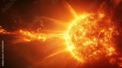 Sun releasing solar flare and coronal mass ejection