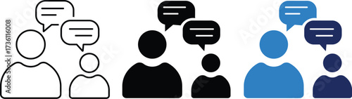 People talking icon set. Conversation and chat icon, chat or talk speech bubble icon
