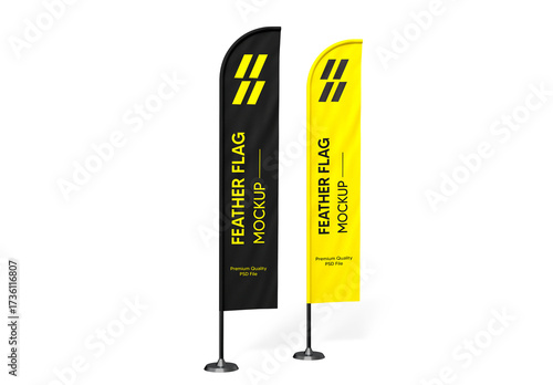 Advertising Teardrop Feather Flag Mockup for Marketing Event