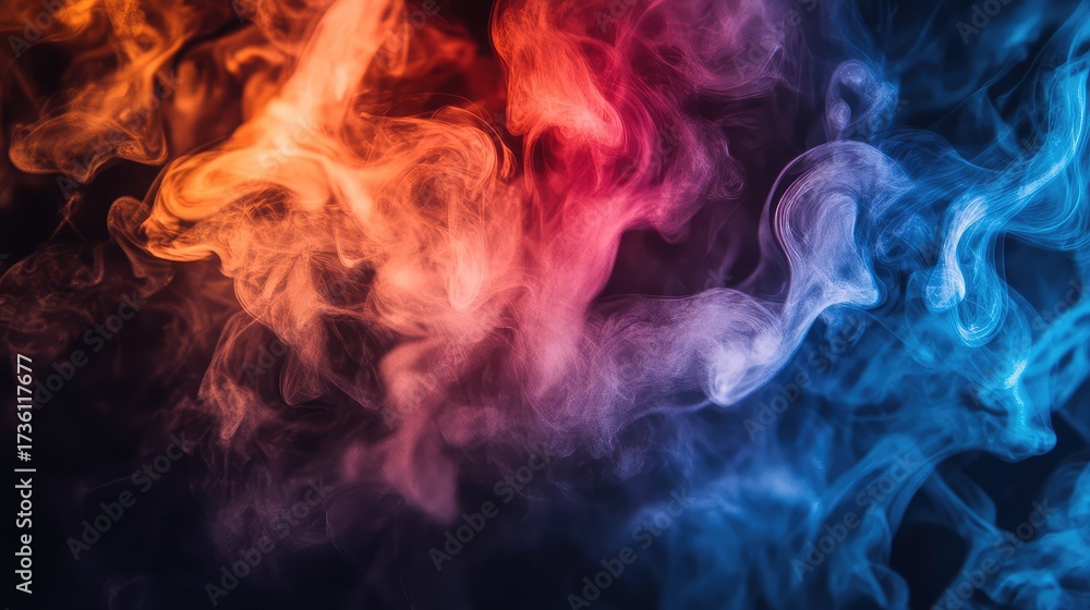 Fototapeta premium Colorful smoke creating abstract shapes and fluid movement