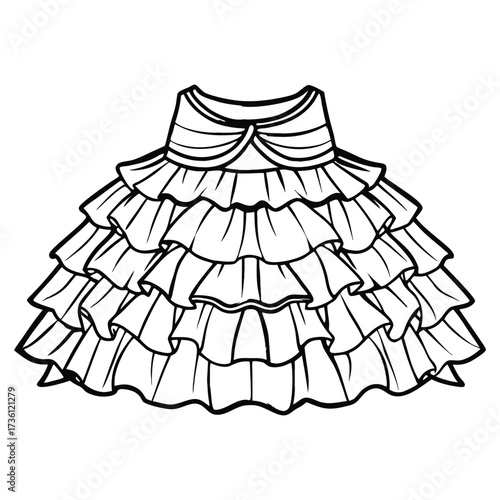 Silhouette of layered frock isolated on a white background