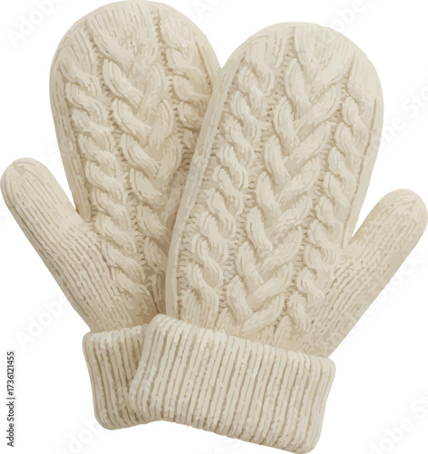 Cozy knitted mittens keep hands warm this winter