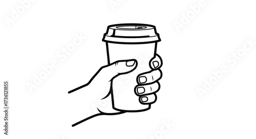 Hand holding a disposable coffee cup