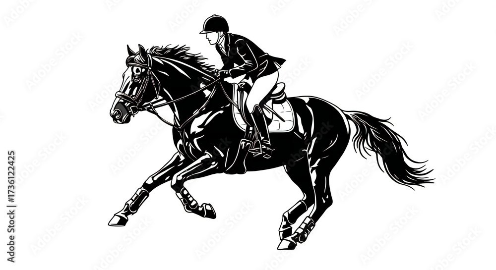 Obraz premium bold black vector of horse riding