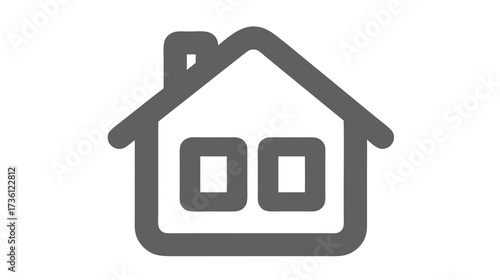 Simple house icon outline, modern home symbol for web design, app interface, real estate, property, and residential buildings