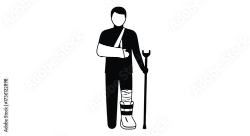 Man with arm and leg injury