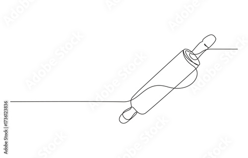 rolling pin continuous art line drawing,1