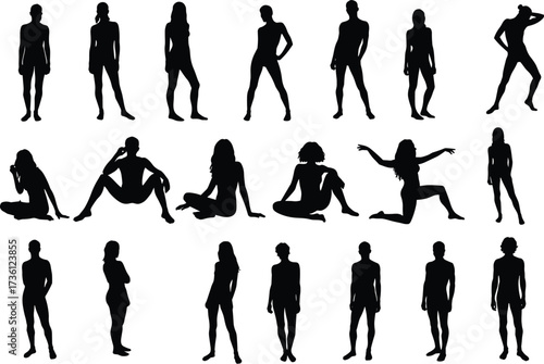 Human life stages silhouette, evolution of people from childhood to old age, growth, aging process illustration, generation concept, timeline progression, vector