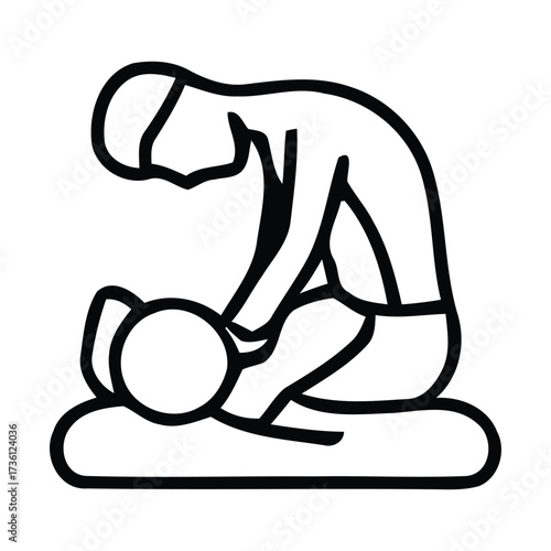 Person Performing Massage on Another Person's Back, massage, therapy, person, giving, receiving, back, body, wellness, Vector illustration. 