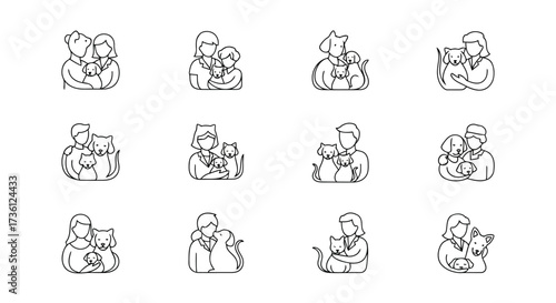 Collection of pet adoption and animal shelter icons