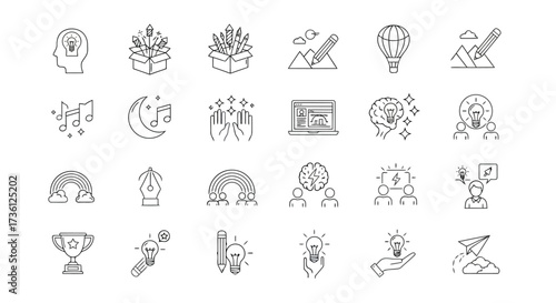 Collection of creative idea icons for inspiration