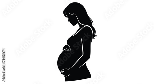 Silhouette of pregnant woman, motherhood concept