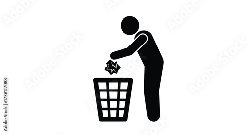 Person throwing trash in bin vector
