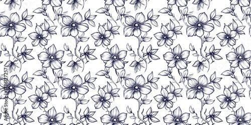 drawn flower. seamless pattern