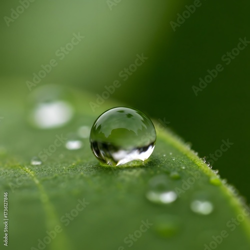 Wallpaper Mural Close-up macro of dew drop on green leaf. Torontodigital.ca