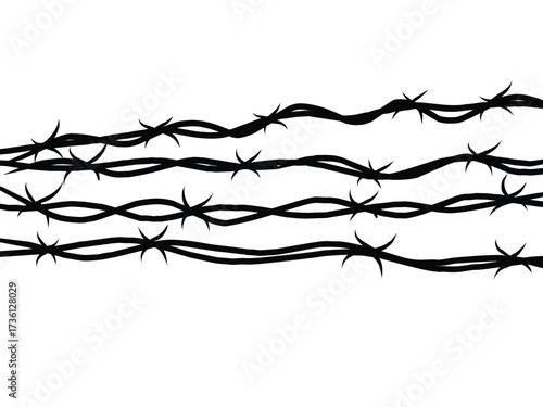 Group of barber wired fenced silhouette.eps