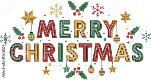 Festive merry christmas holiday greeting card design art