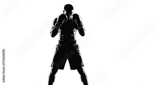 Silhouette of a boxer in fighting stance