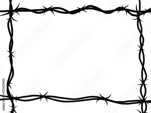 frame with barber wired fenced silhouette.eps