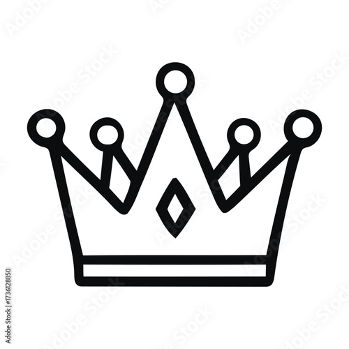 Simple Black Outline Crown Icon. With a crown, royal, king, queen, symbol, icon, royalty, monarchy, crest, vector illustration. 