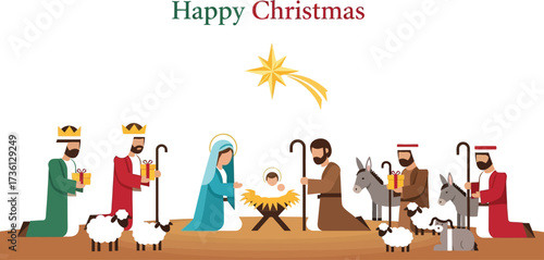 Nativity scene illustration for christmas holiday season