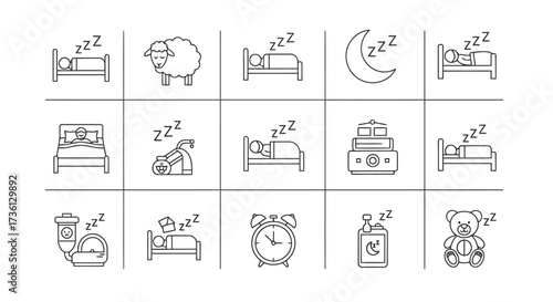 Collection of sleep and bedtime icons