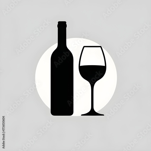 Wine Glass and Bottle Negative Space Glyph