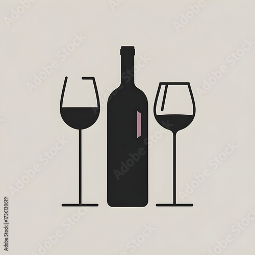 Wine Bottle and Glass Glyph Icon Vector