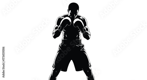 Silhouette of a boxer in a fighting stance