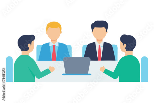 Illustration of people sitting around a table in a business meeting