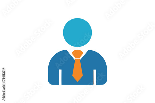 Icon of a professional person wearing a tie in blue and orange