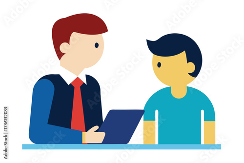 Business Professional Meeting with Potential Client in a Minimalist Style Illustration