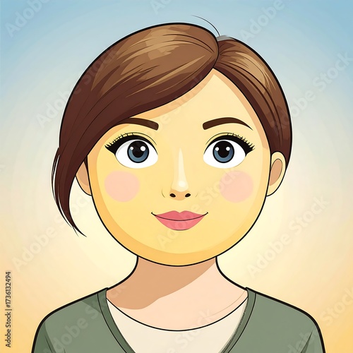 Smiling cartoon girl portrait