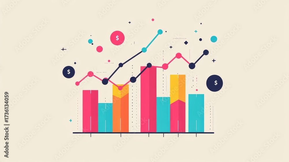 Fototapeta premium Data analytics infographic showing business growth and financial success