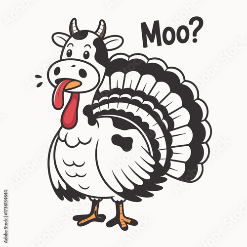 funny thanksgiving cow turkey mashup t shirt design moo joke farm animal humor cartoon festive holiday art