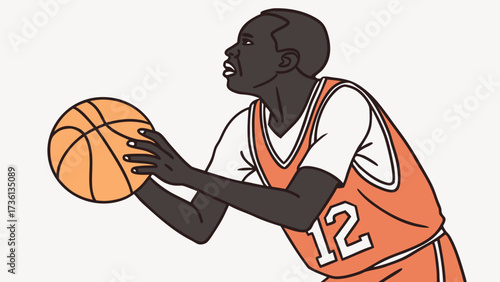 A basketball player wearing a jersey number 12, getting ready to pass the ball to his teammate