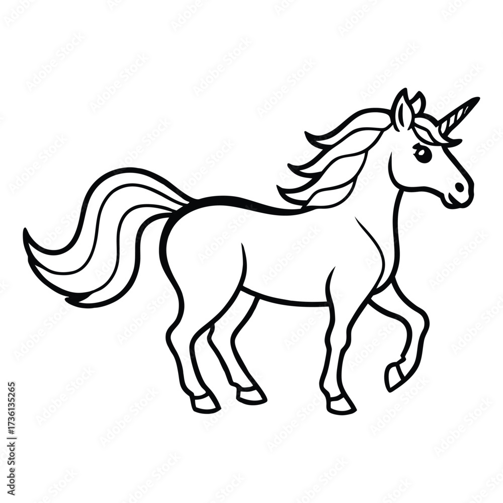 Obraz premium Silhouette of unicorn isolated on a white background