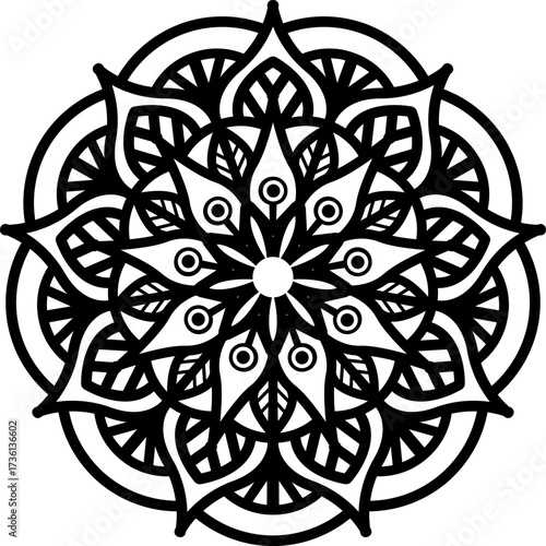Mandala. Vintage Round Ornament Pattern. Stylized Ornamental Flower. Decorative element for any kind of design. Coloring book.