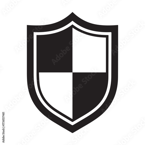 Free Download Black and white shield icon with checkered pattern - GFXLoad