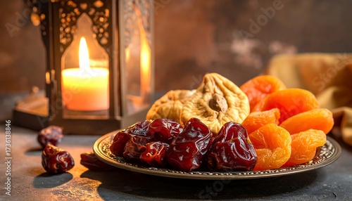 Fototapeta Naklejka Na Ścianę i Meble -  Dried fruits and a lantern