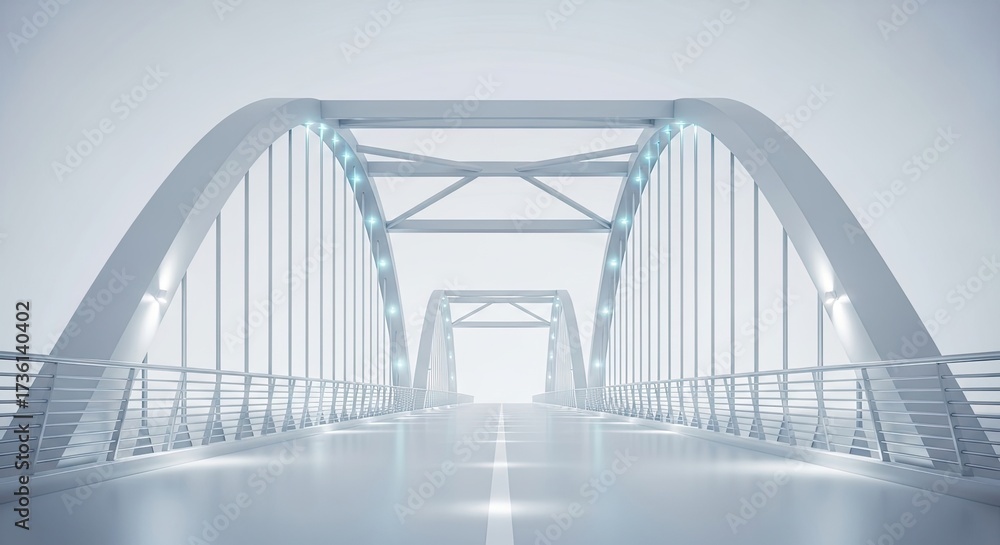 Obraz premium Modern arch bridge design with glowing lights futuristic architecture