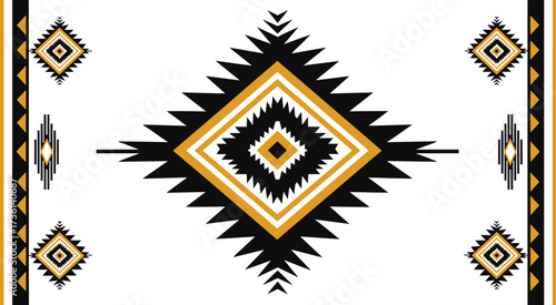Navajo inspired geometric pattern with diamond shapes isolated on white background, showcasing a blend of cultural and contemporary design elements