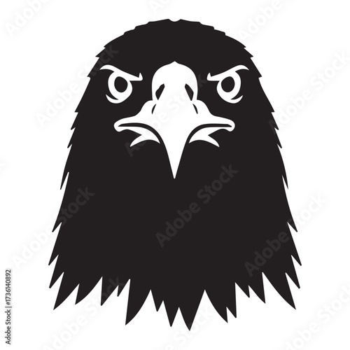 Fierce eagle head silhouette on white background Keywords: eagle, bird, raptor, predator