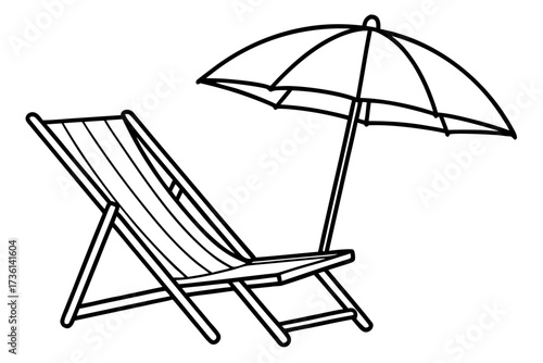 beach chair and umbrella