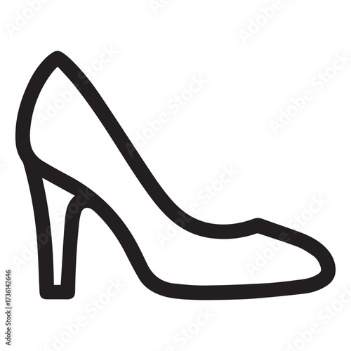 Outline drawing of a high-heeled shoe high heel stiletto