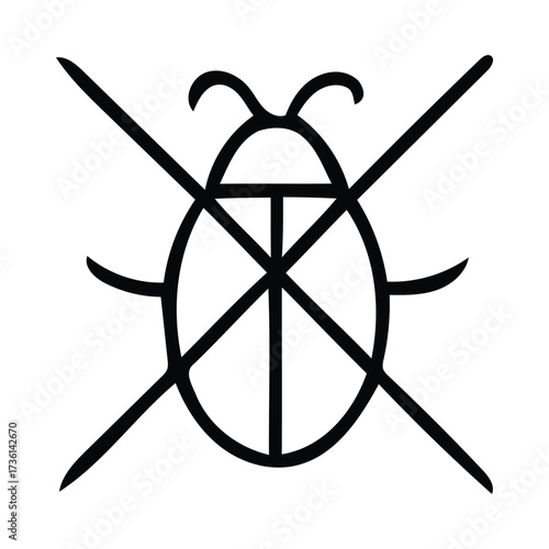 Beetle prohibition symbol with crossed lines. With an insect, crossed out, vector illustration.